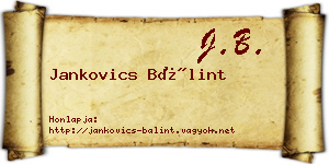 Jankovics Bálint névjegykártya